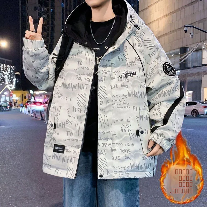 

Men's Thiened Fce Lined Workwear Jaet 2025 New Sle Youth ulari Stand Fit Polyester Fiber Warm Winter Coat