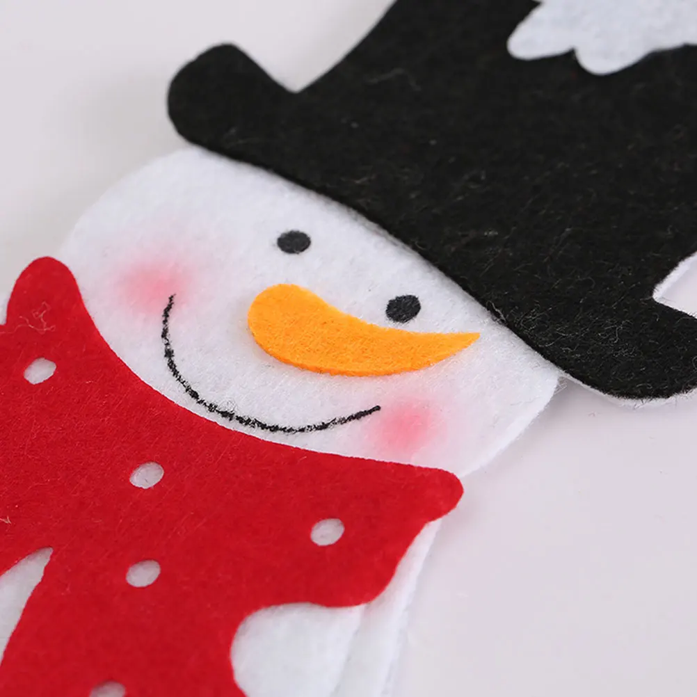 

6 Pcs Christmas Forks Bag Cutlery Tableware Bags Silverware Rack Snowman Holder