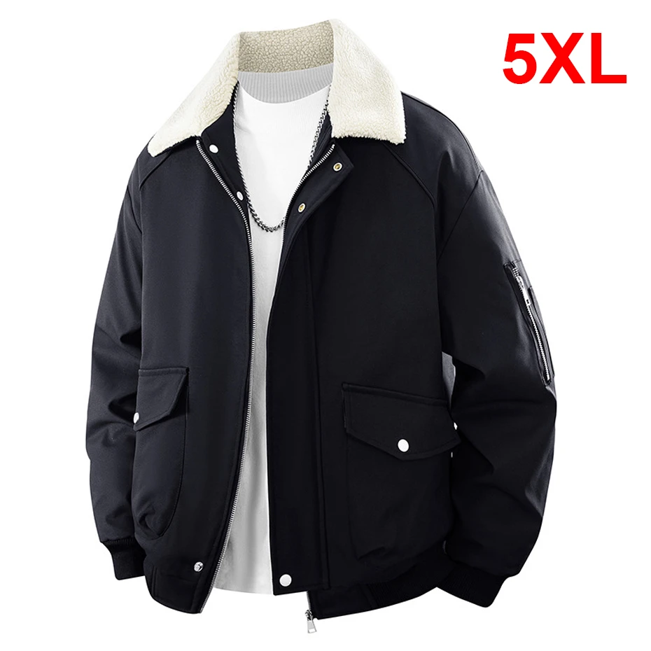 

Autumn Winter Fleece Jacket Men 5XL Plus Size Cargo Jacket Coat Fashion Casual Warm Coats Male Big Size 5XL