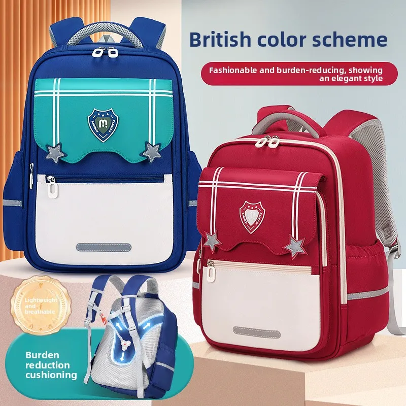 学生ランドセル-1-年生から-6-年生までの負担を軽減するマルチコンパートメント子供用大容量バックパック汚れにくい