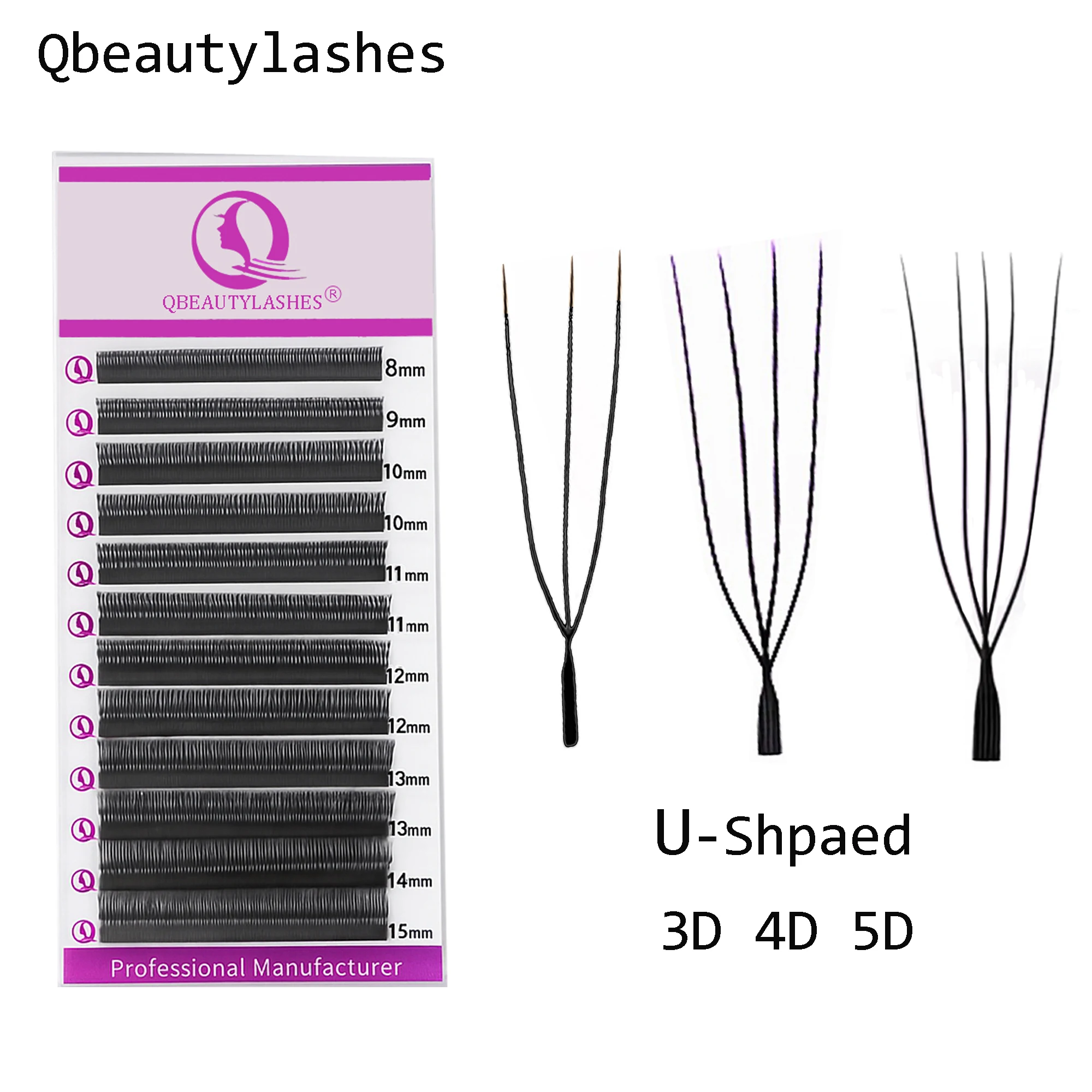 

Qbeautylashes U Shaped 3D 4D 5D Eyelashes extension nature Bloom Lashes Premade Fans beauty makeup