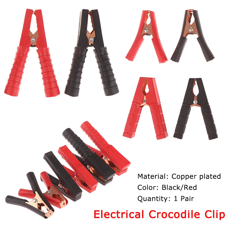 2pcs 100-300A Copper Alligator Clips Terminal Test Electrical Battery Crocodile Clamp For Jumper Cables Boost Insulated Clip