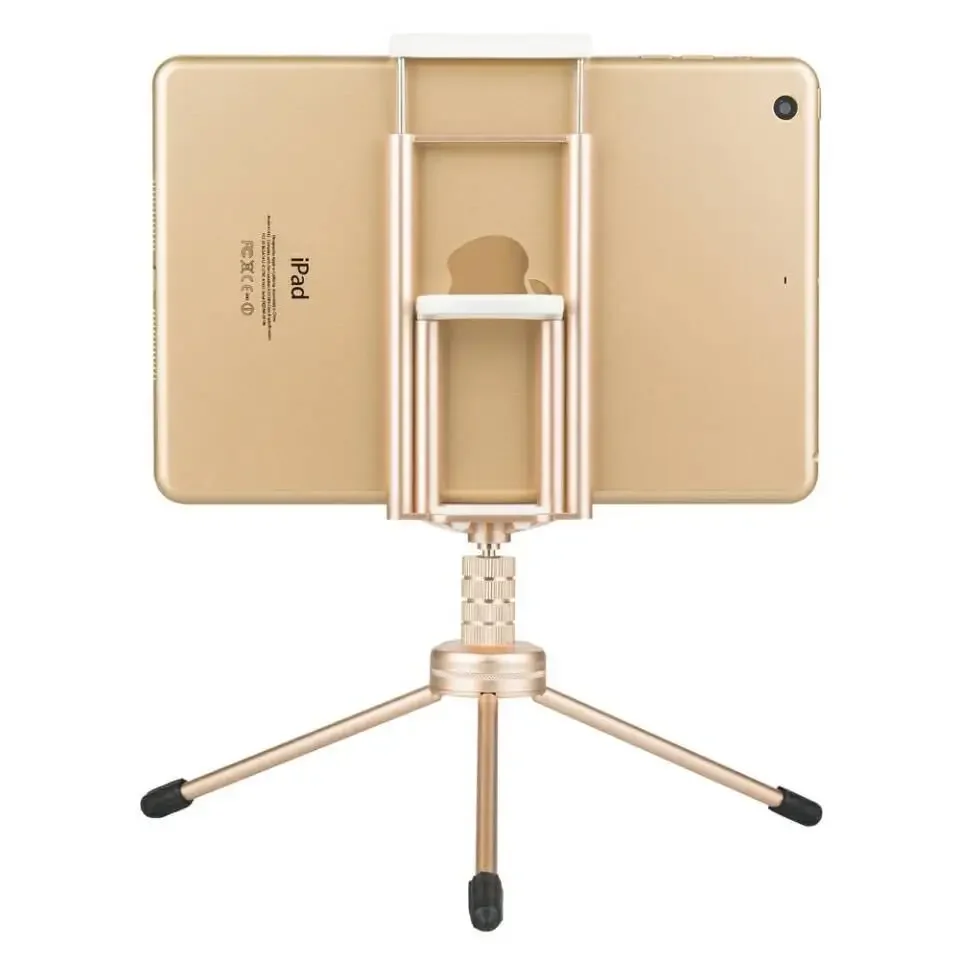 2 In 1 Tripod Rotation Tablet Holder Stand for Ipad Air Mini Portable Camera Clip Bracket Mount Adapter for IPhone Huawei Xiaomi