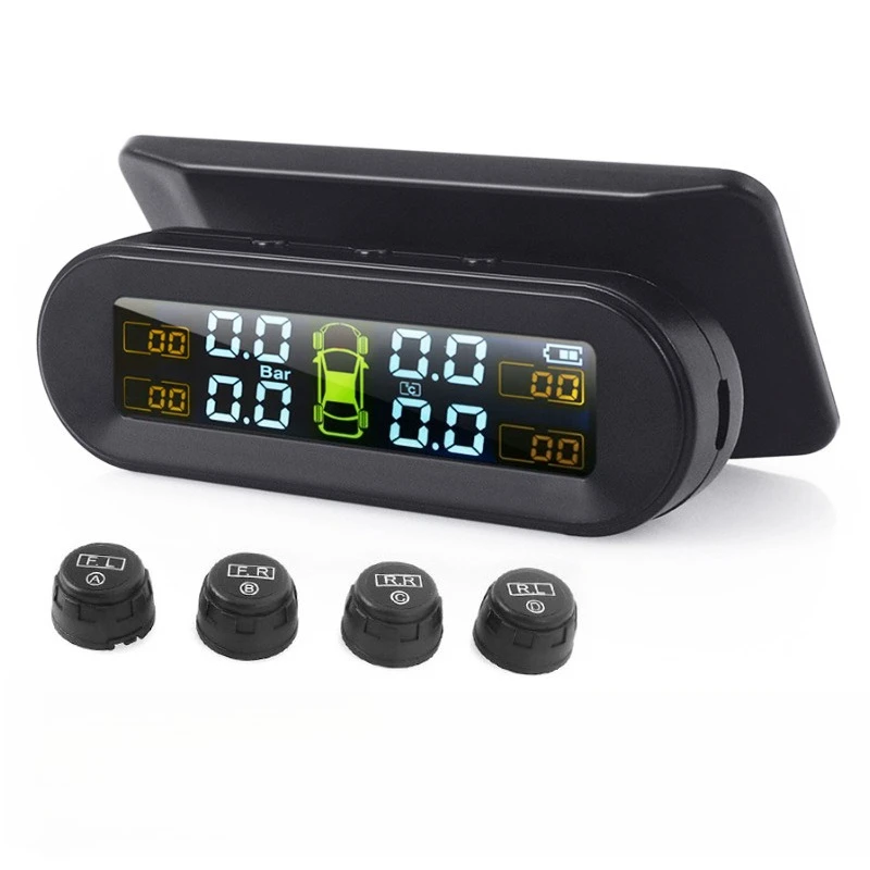 Internal and External Automotive Universal Tire Monitor, Wireless Solar Tire Pressure Detection