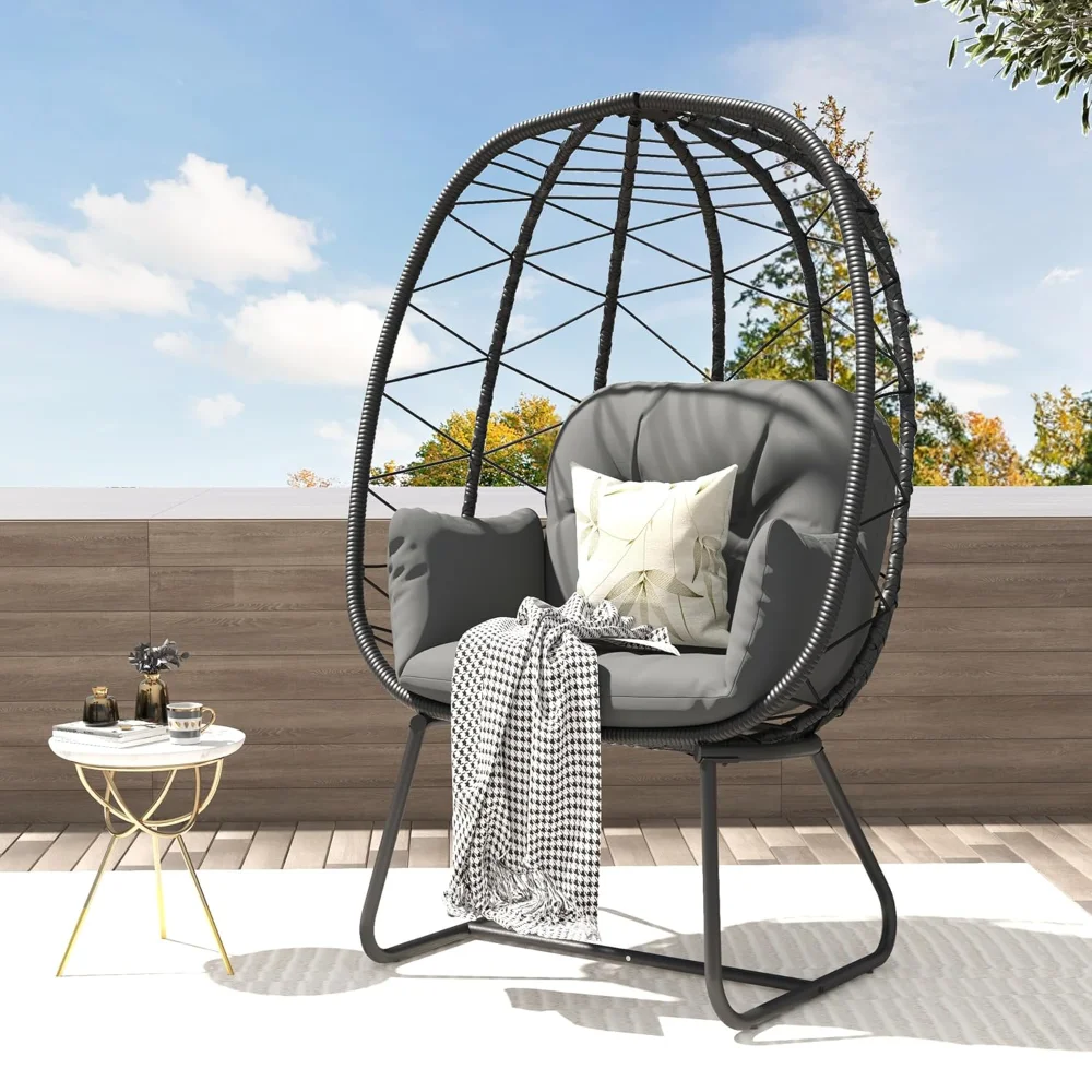 

Egg Basket Chair Patio Chair with Stand Anti-Slip All-Weather Poratble Wicker Egg Lounger Chair for Indoor Outdoor, Customized