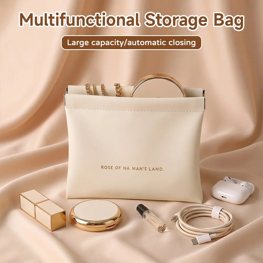 2026 New Storage Bag with Automatic Closure Wired Headphone Storage Bag PU Coin Purse Mini Portable Lipstick and Makeup Bag