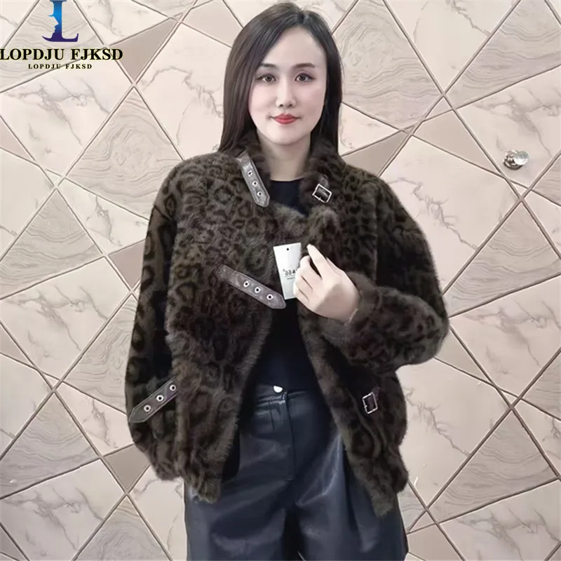 

Faux Fox Fur Coats for Women,Single Breasted Jackets,Leopard Print Overcoat,Female Clothes,Thicken Warm,New ,Winter