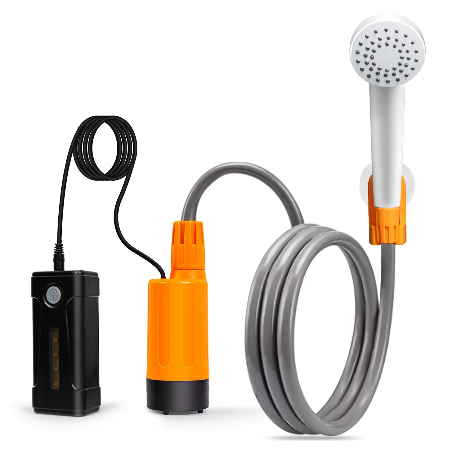 

Portable Camping Shower with USB Rechargeable Batteries- Pump Water from Bucket, Ideal for Camping & Traveling