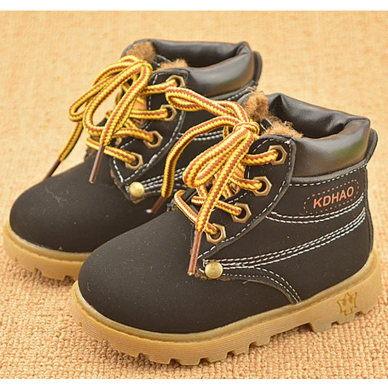 2022 Winter Children's Boots - Girls Boys Plush Martin Boots - Casual Warm Ankle Shoes - Kids Fashion Sneakers - Baby Snow Boots