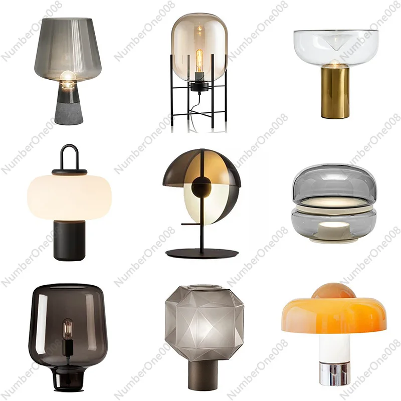 

Легкая роскошная скандинавская минималистичная современная прикроватная лампа Стеклянная модель комнаты Отель Спальня Дизайнерский декор Высококачественная настольная лампа