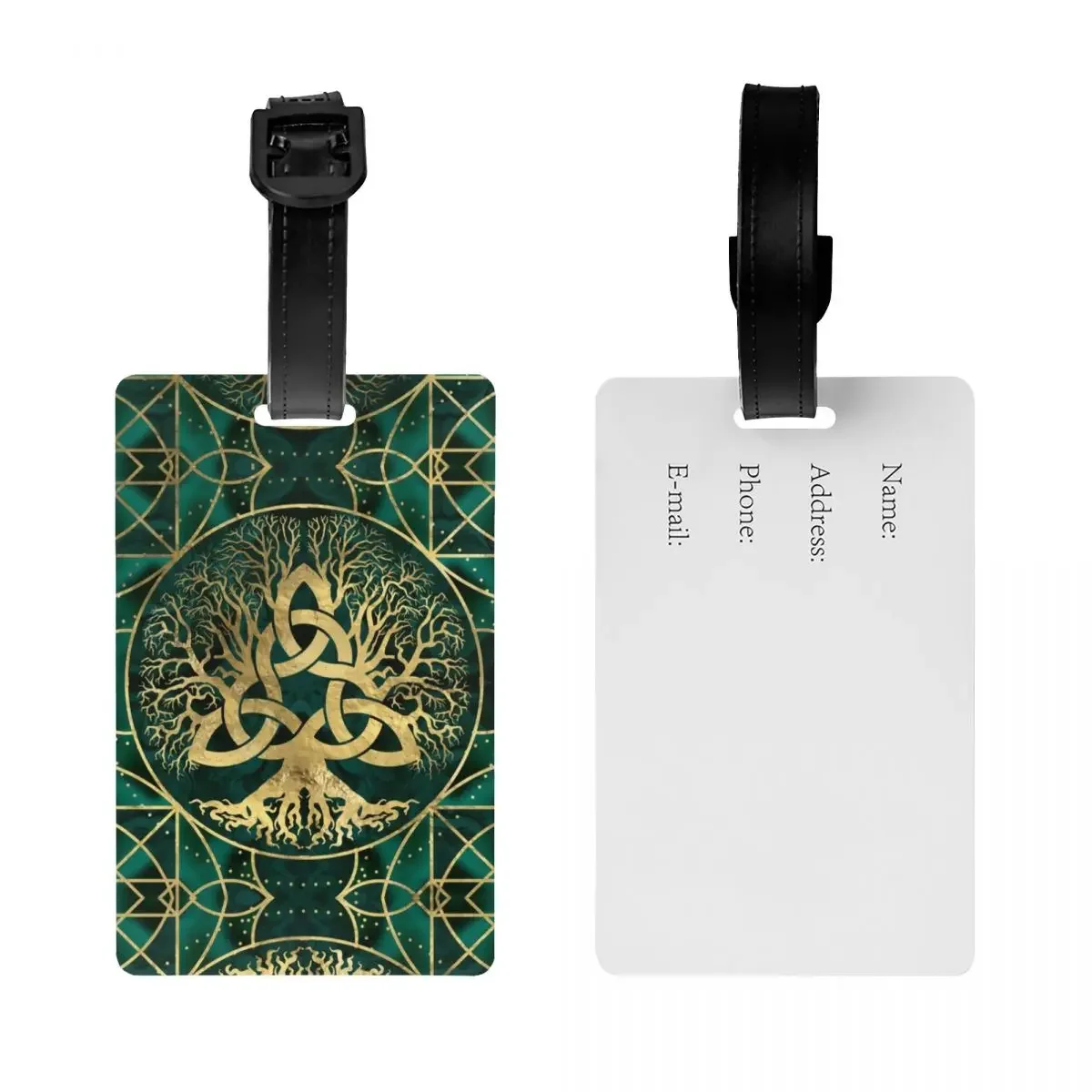 Custom Tree Of Life With Triquetra Luggage Tag Privacy Protection Vikings Baggage Tags Travel Bag Labels Suitcase