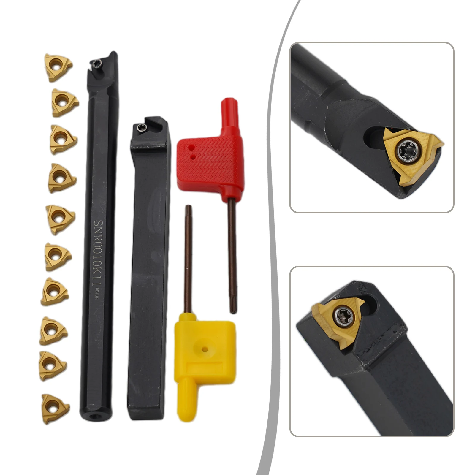 Threading Tool Holder 11ER AG60 Alloy Steel External for lathe Set for t8 Wrench W/ Inserts Wrench Workholding for durable