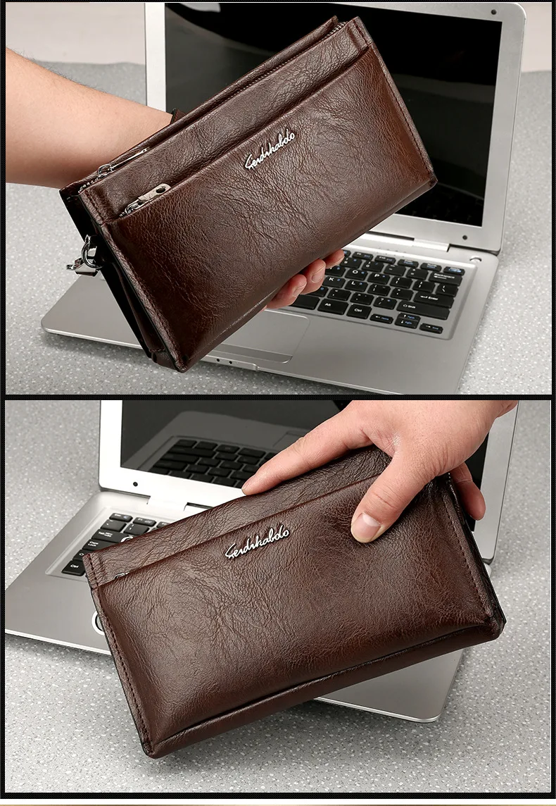Men's Soft Leather Clutch Handbag Casual Envelope Bag High Capacity Fashion Trend Business Gift Moneybag