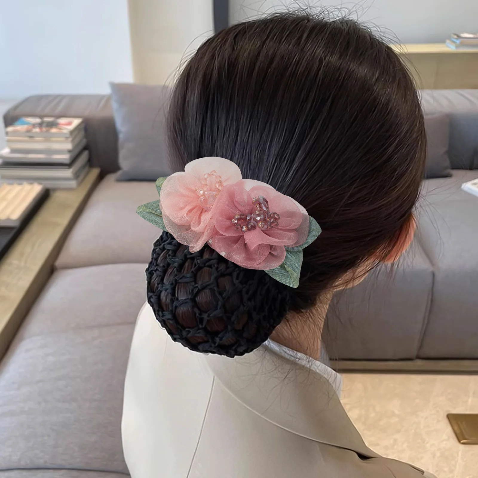 

Bun Hair Net Large Floral Design Comfortable Hair Cover for Nurses Women Dance Ballet Accessories Hairnets for Women