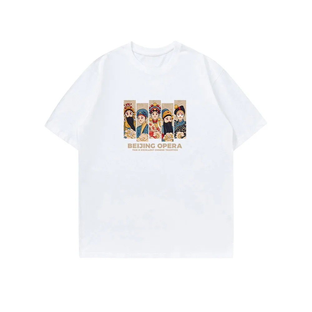 تي شيرت رجالي قطن مطبوع ، فيسبوك عصري ، شارع مرتفع ، هيب هوب ، خمر ، فضفاض ، أكمام قصيرة ، هاراجو ، قميص كبير الحجم