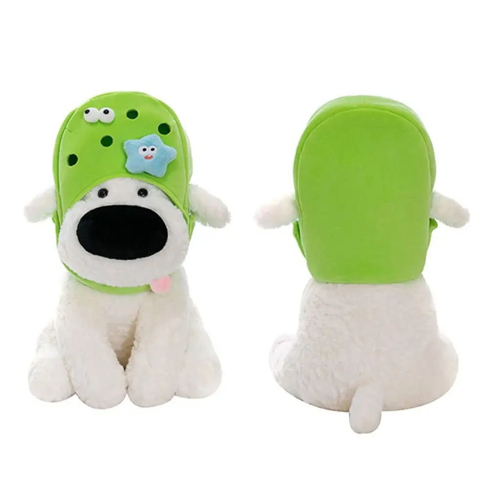 Boneka Mewah Anjing Hidung Besar Kartun Topi Sandal Dapat Dilepas Lucu Mainan Mewah Hewan Kartun Kreativitas 30Cm