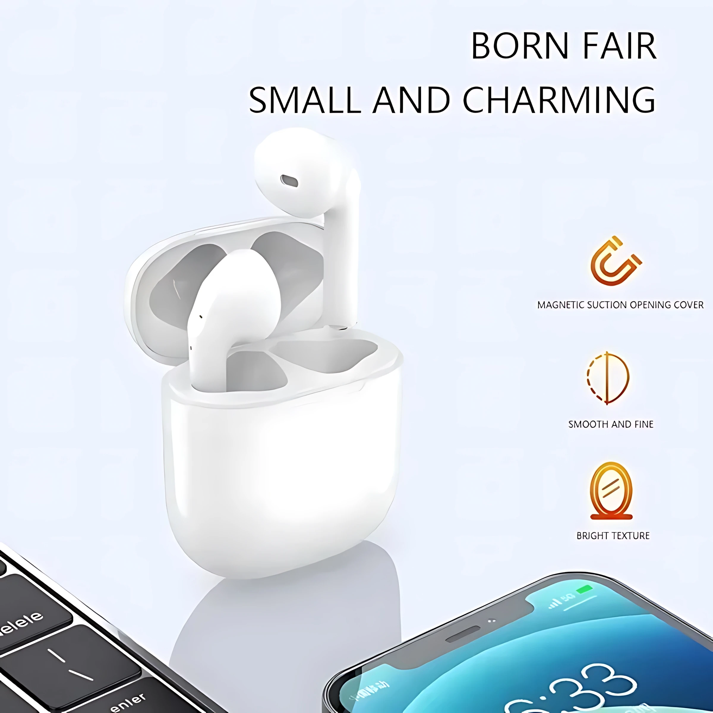 سماعات أذن Air Pro بلوتوث 5.0 لاسلكية، سماعة رأس رياضية مقاومة للماء TWS HD مع ميكروفون مع سماعات أذن تعمل باللمس للهواتف الذكية