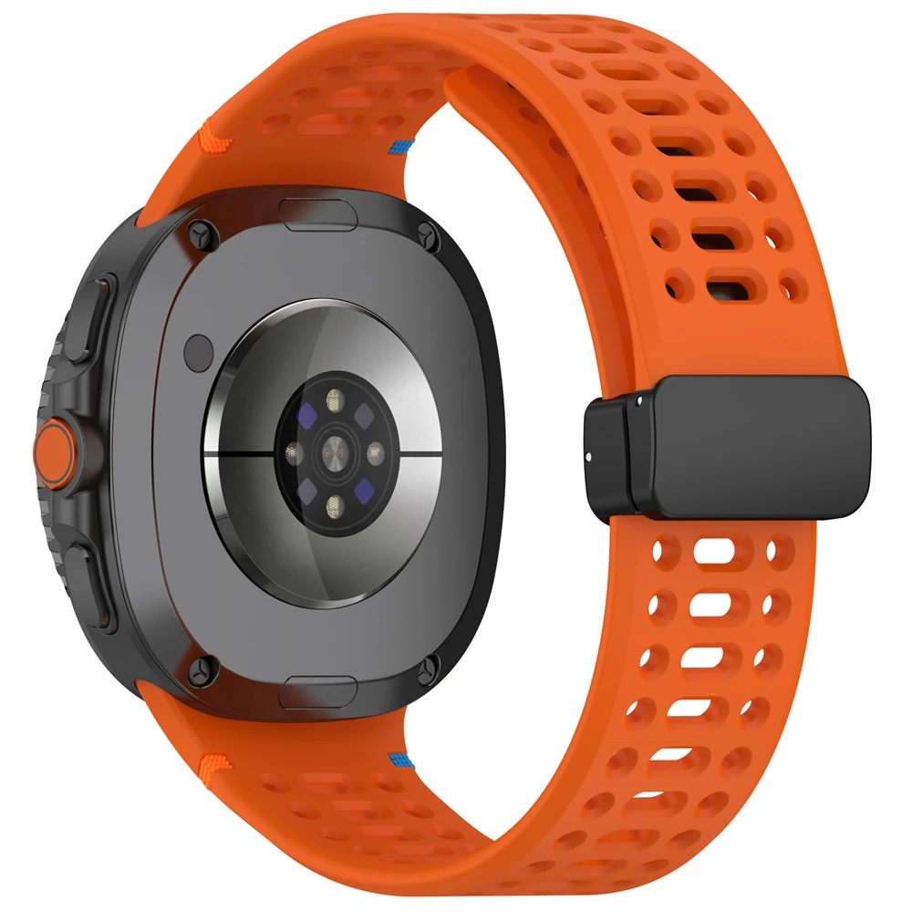 สายซิลิโคนสําหรับ Samsung Galaxy Watch 8/8 Classic Band สายนาฬิกาหัวเข็มขัดแบบพับได้ระบายอากาศได้