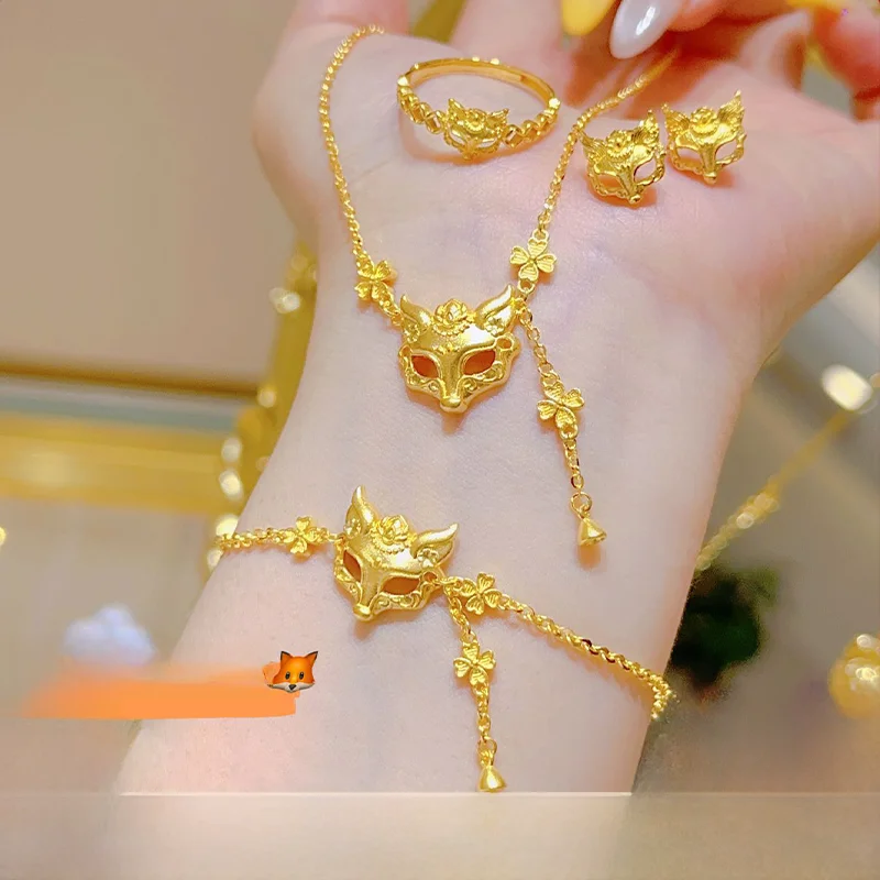conjunto-de-pulseira-com-pingente-de-mascara-joias-faion-femininas-areia-ouro-999-brincos-de-anel-sle-chines-liga-uso-diario-tapete-nao-merco