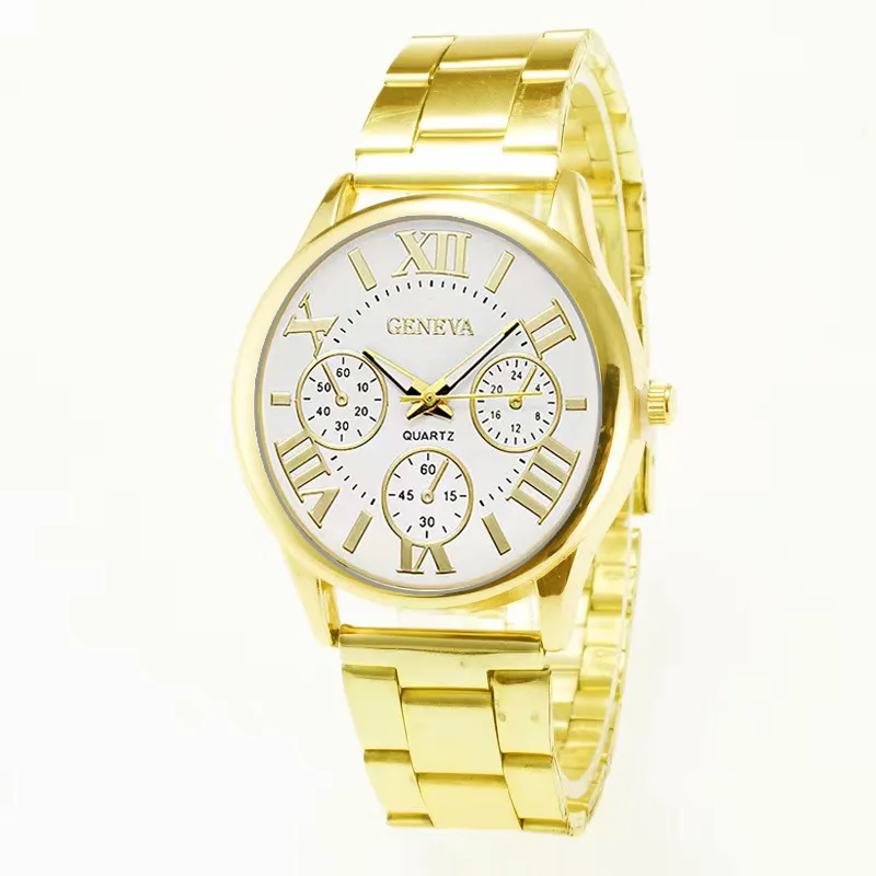 2025 新しいゴールドクォーツ時計メンズステンレス鋼カジュアル腕時計クラシック 3 目男性腕時計レディース時計レロジオ Masculino