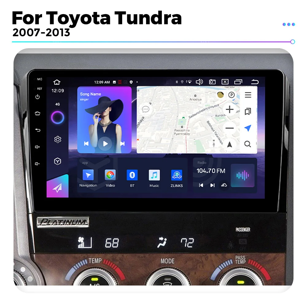 For Toyota Tundra 2007-2013 Android 13 GPS Navigation Car Video Multimedia Player Stereo 2Din 4G WIFI Wireless Carplay Autoradio