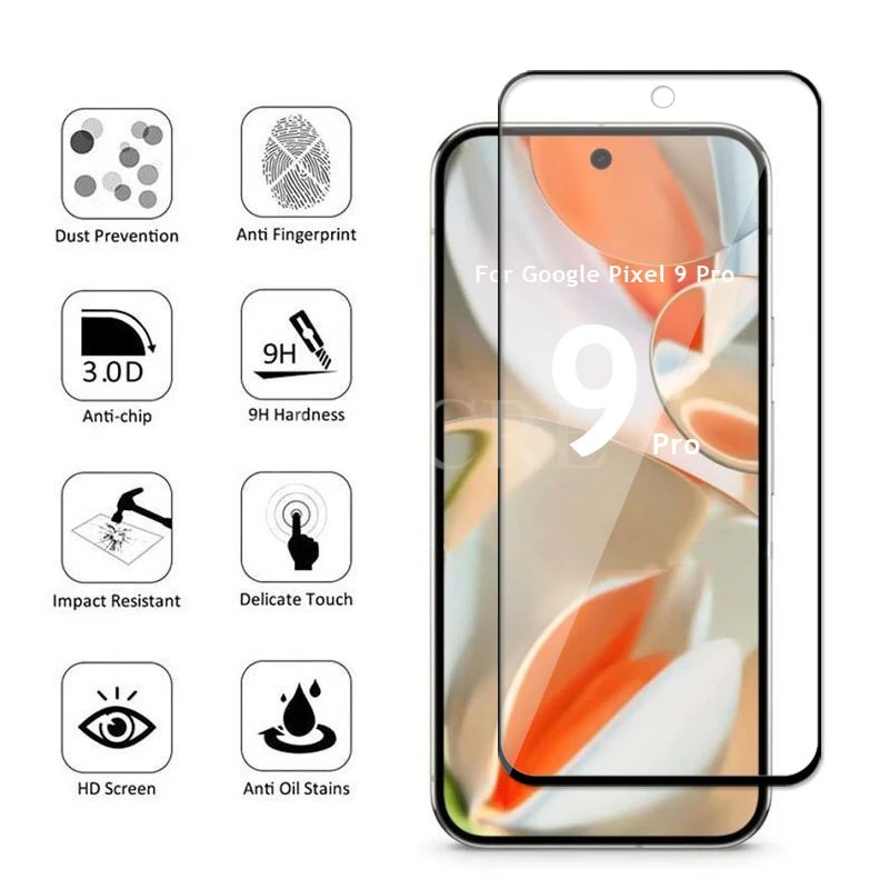 4 Pcs For Google Pixel 9 Pro XL Glass Pixel 9 Pro XL Tempered Glass HD Flim Full Glue Screen Protector Film Pixel 9 Pro XL Glass