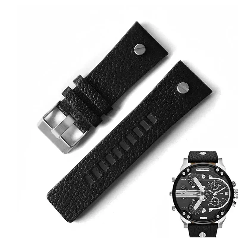 TOP watchband for DIESEL DZ7313 DZ7333 DZ7311 DZ7371 watch strap cow leather with gold rivet 22 24 26 27 28 30mm genuine leather