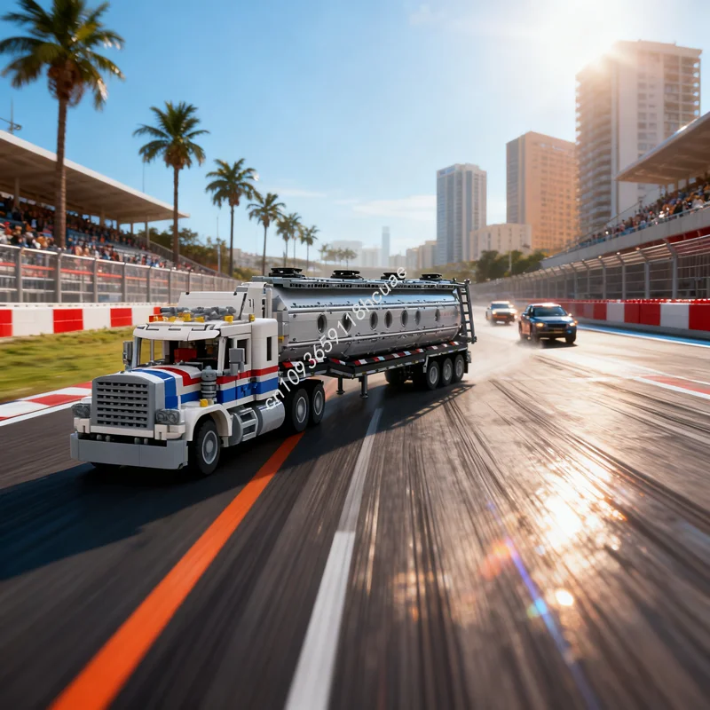 

4519 шт. MOC танк полуприцепь руководство шоссе модель здания рождественские подарки блоки архитектура сборка DIY кирпичная игрушка на день рождения