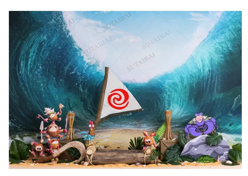 Disney Moana Photo Backdrop Girls Princess Birthday Baby Shower Cartoon Vaiana Photography Backgrounds Party Decors