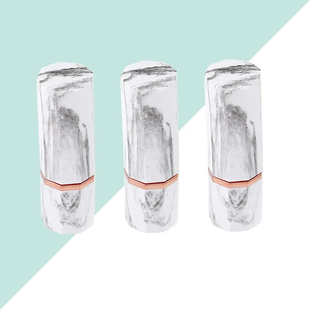 3 Tubos de Lápiz Labial de Mármol, Elegantes Mini Envases para Bálsamo Labial, Tubo Portátil para Reenvasado de Lápiz Labial para Mujeres, Uso en Viajes