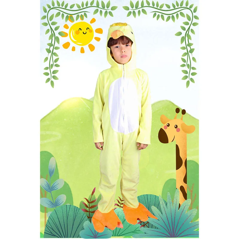 2024 Children's Cosplay Duckling Costume Holiday Party Funny Jumpsuits Set Cute School Stage Performance Stage Clothes Halloween