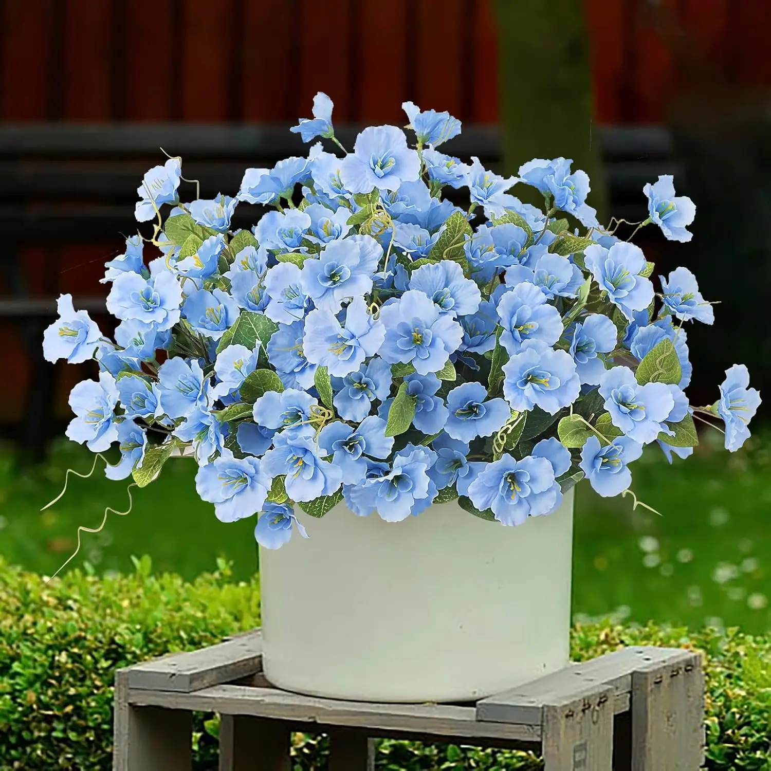 

4 Bundles Fake Hibiscus Flowers for Outdoors, UV Resistant Artificial Silk Hibiscus Flowers, Fake Tropical Plants for Outdoor Pl