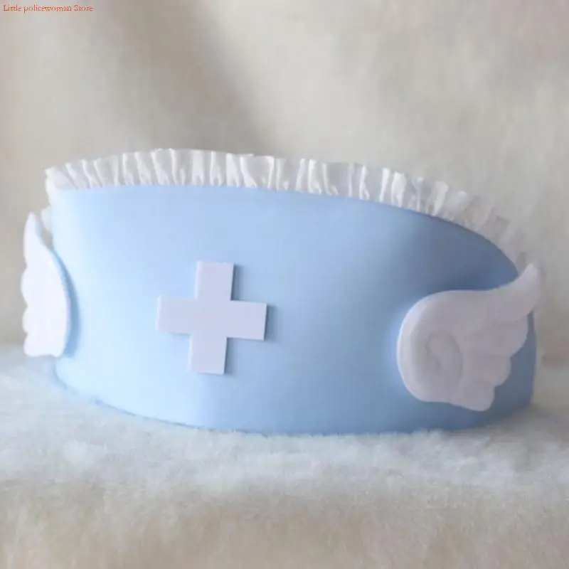 F92D Halloween Nurse Costume Accessory Nurses Hat Cosplay Nursing Hat Women's Headpiece Halloween Party Supplies