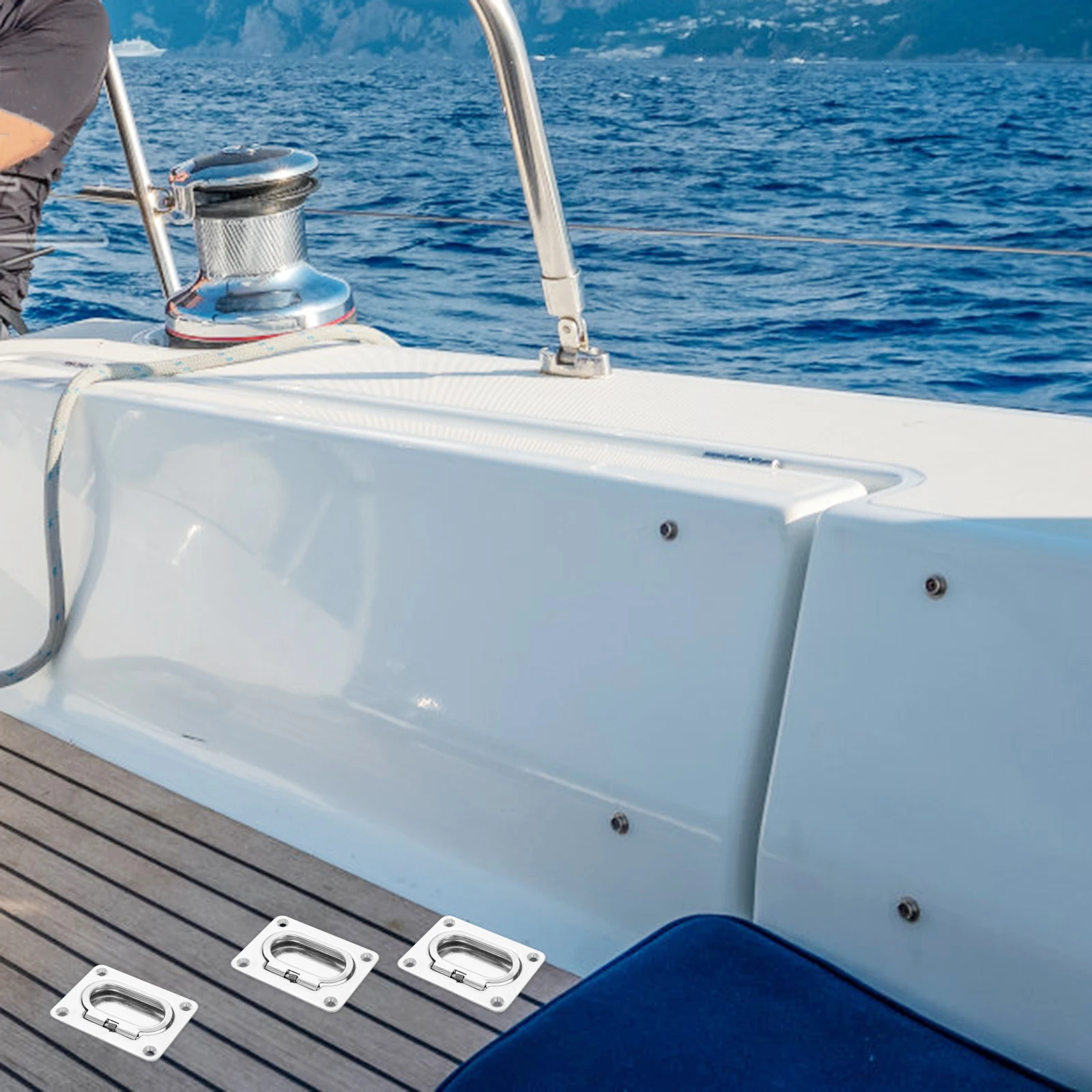

3pcs Stainless Steel Accessories Boat Latches Flush Hatch Lifting Ring Recessed Pull Handles Marine Grade Deck