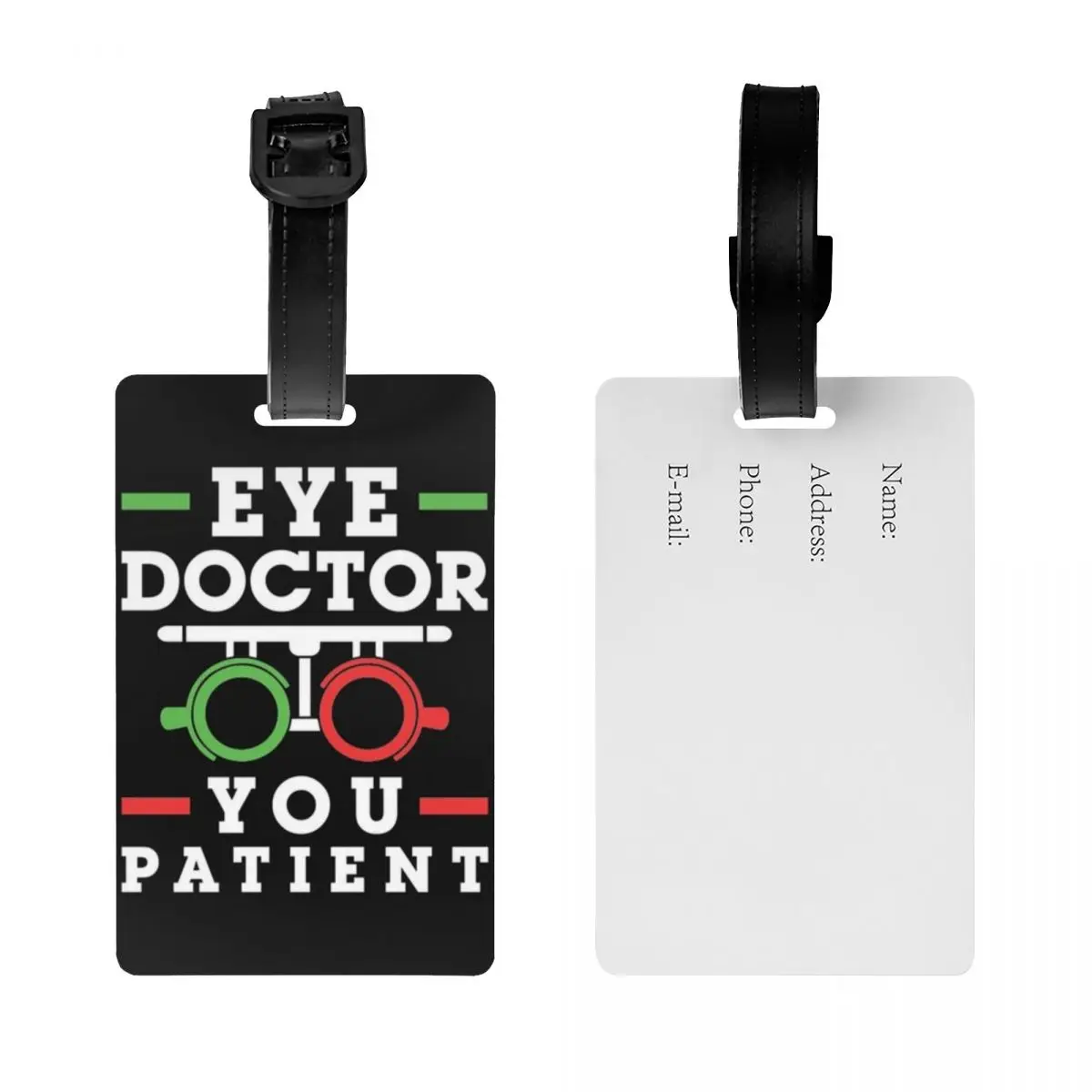 Custom Eye Doctor Luggage Tags Custom Snellen Chart Optometrist Optometry Baggage Tags Privacy Cover ID Label