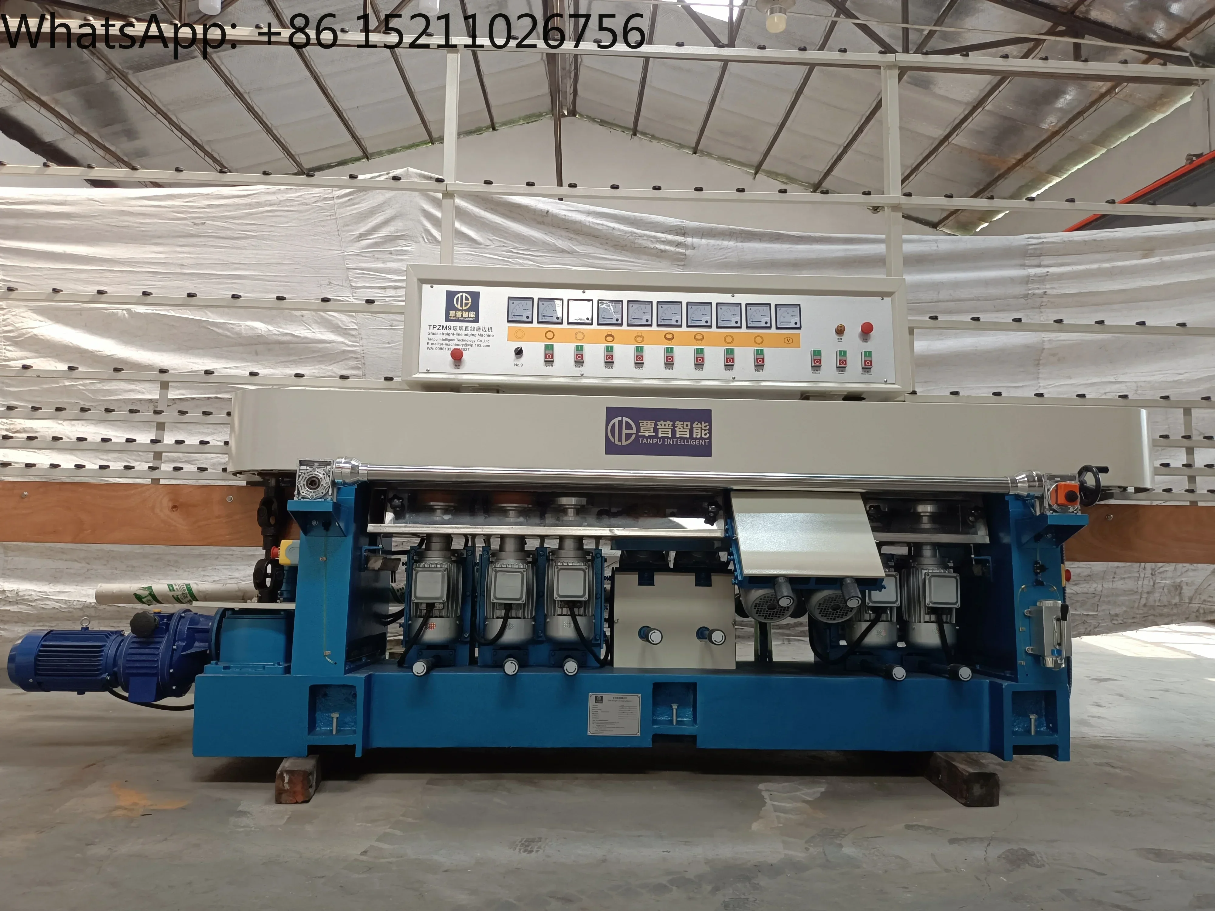 Good Quality 9 Motor Glass Mirror Edging Machine Straight Line Polishing Machine beveling machine