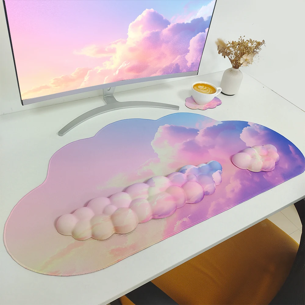 

2025 New Cloud Mousepad Wrist Support Pad&Gaming Keyboard Wrist Pad&Coaster Set – Durable Ergonomic Anti Slip Base Rest Support
