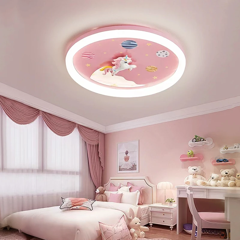 

Kawaii Room Decor Unicorn Led Ceiling Lights For Kids Room Baby Girls Bedroom Chandelier Cartoon Pink Pegasus Space Ceiling Lamp