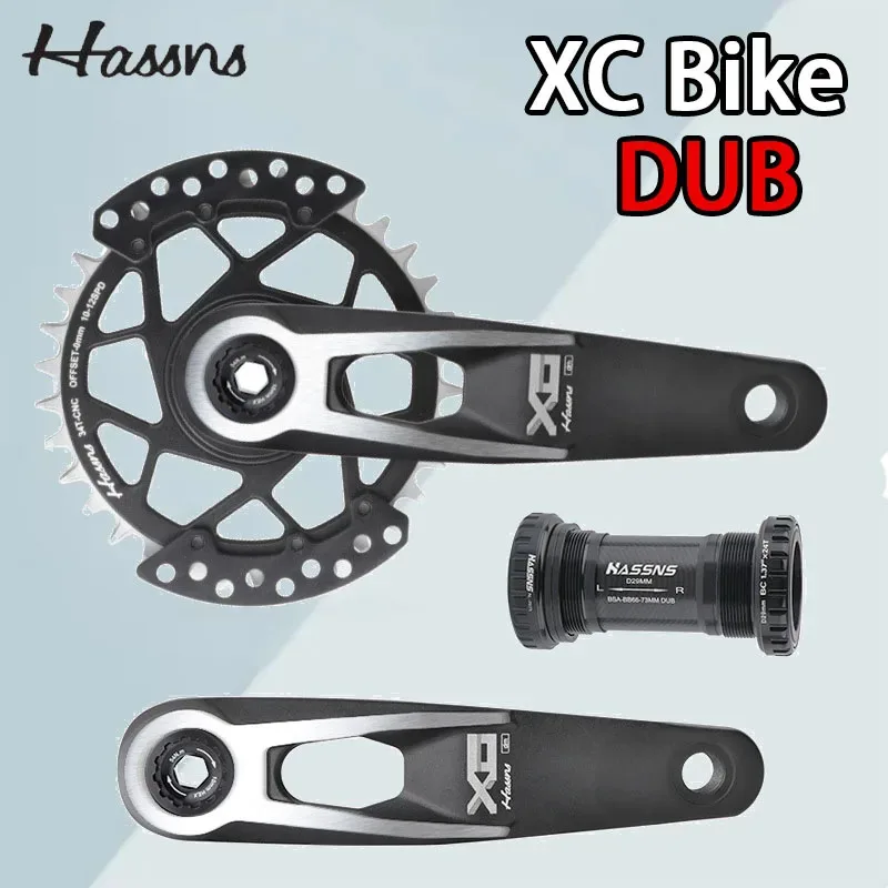 

HASSNS XC Bike crankset 170mm Direct Mounting MTB single speed crankset monoplate 32 34 teeth chainring protector CRANK