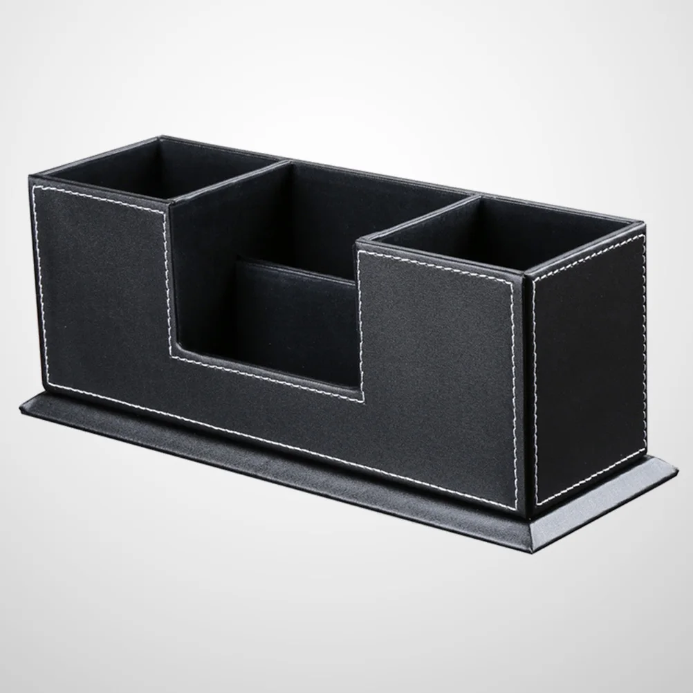 

Sturdy Pen Holder 4 Compartment Desktop Organizer Business Card Cellphone Storage for Office Supplies Cosmetics Remote