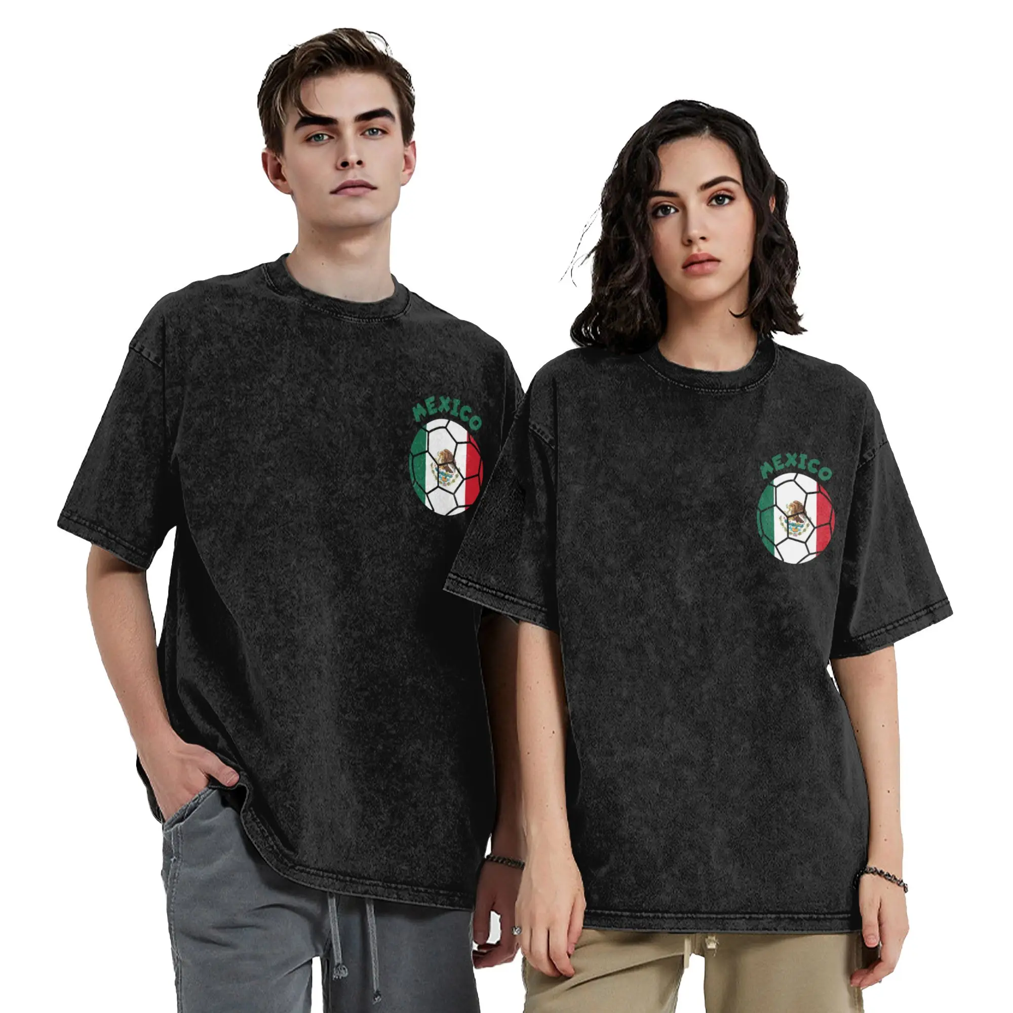 Washed T Shirts Mexico Football El Tri 2026 Hip Hop Novelty T-Shirt Streetwear Short Sleeve Graphic Tops Tee Shirt Men Women