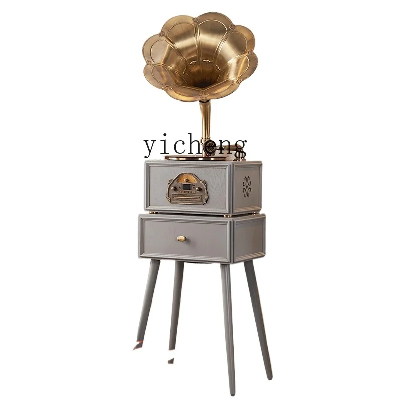 Tqh Phonograph Vinyl Record Player Light Luxury Modern Audio Loudspeaker Old-Fashioned Play Record Player