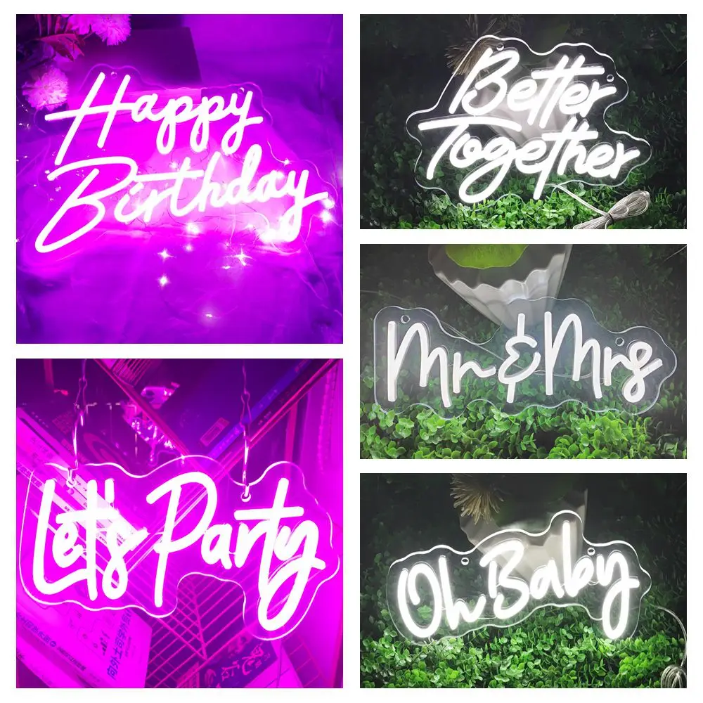 Custom LED Neon Sign 'Better Together' Dimmable Clear Acrylic Letter Light for Wedding Birthday Party Room Decor