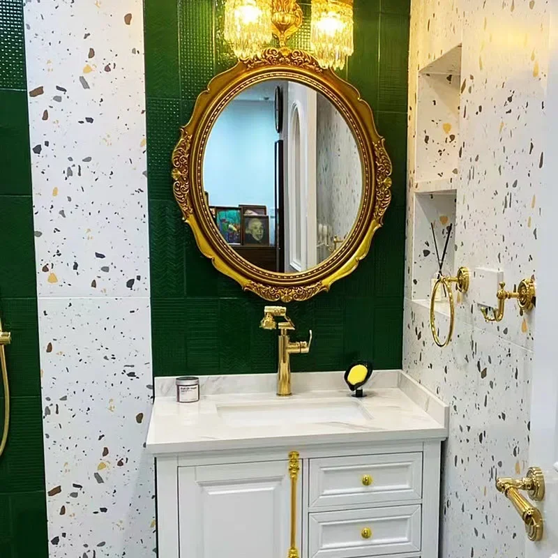 

BB Bathroom Vintage Makeup Mirror Vanity Irregular Plastic Princess Mirror Beauty Salon Miroir Mural House Decoration