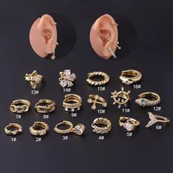 New 1PC Minimal Hoop Earrings Crystal Zirconia Small Huggie Thin Hoops Cartilage Earring Helix Tragus Earring Piercing Jewelry