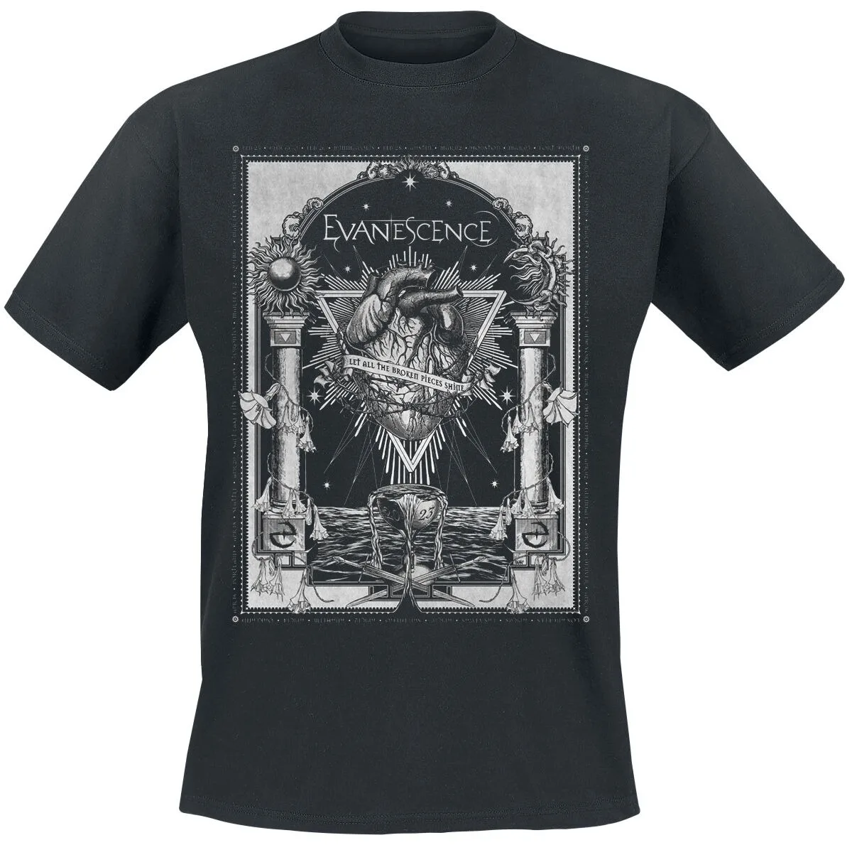 Evanescence Anatomical Heart Tarot Print T-Shirt, 100 % Baumwolle, Unisex, Gothic Metal Streetwear, Fan-Grafik-T-Shirt