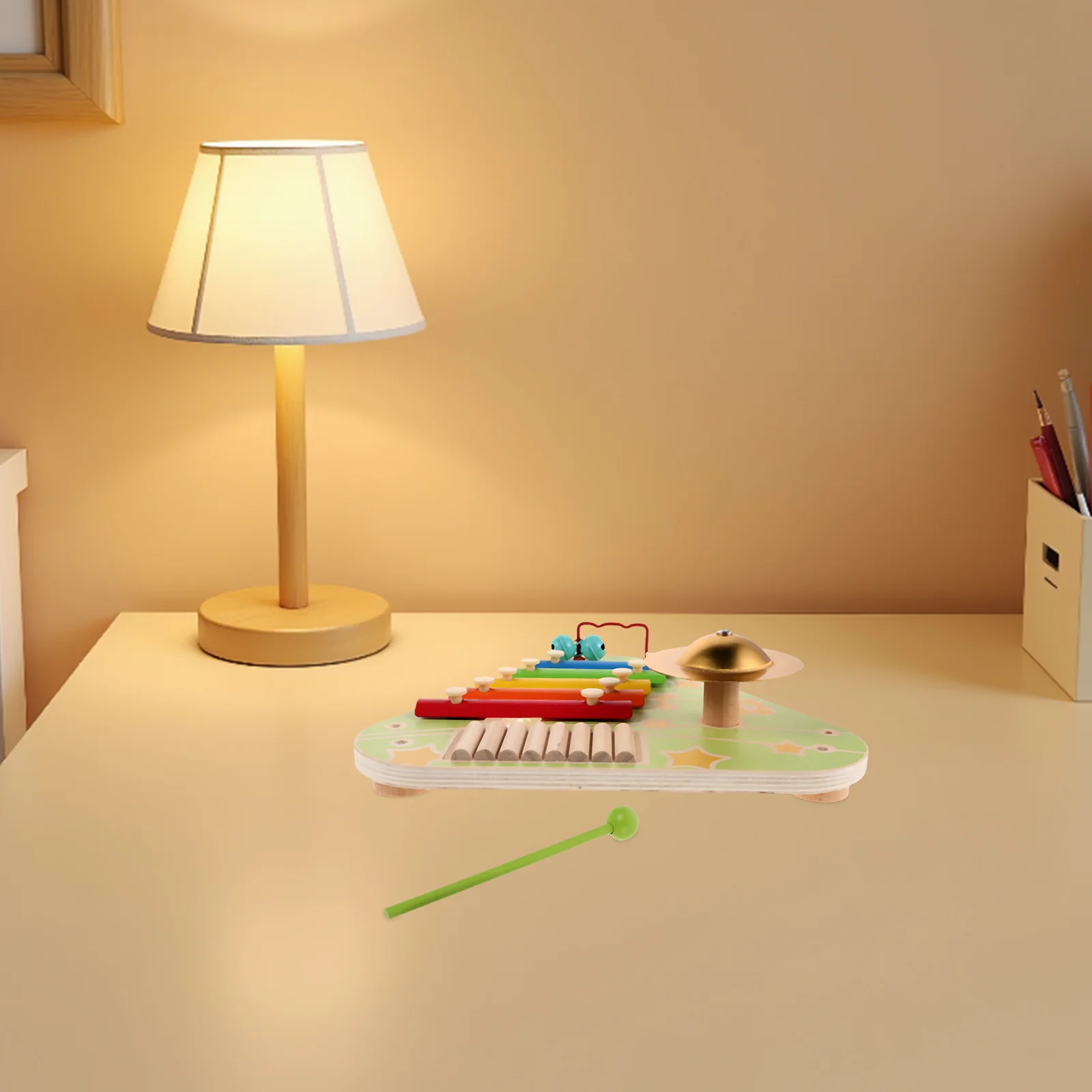 1 ensemble d'instruments de musique Montessori 4 en 1, Xylophone en bois, Piano, cymbale à Percussion, planche d'activité musicale Portable pour tout-petits