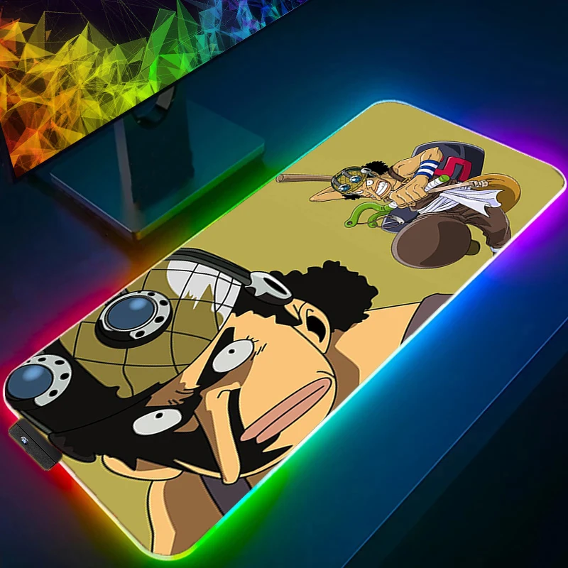Grande mouse pad uma peça usopp led escritório computador tapete de mesa rgb teclado acessórios tapete jogos xxl mousepad backlight