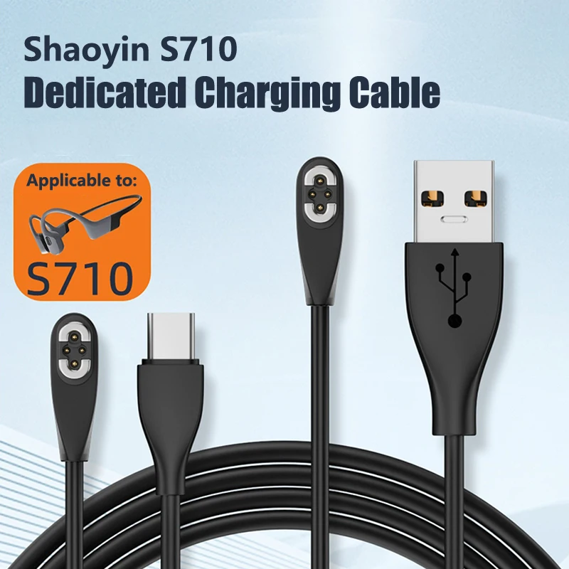 Shokz OpenSwim pro S710 Bone Conduction Headphones with Type C/USB Magnetic Charger Cable Fast Charging Swimming Accessory