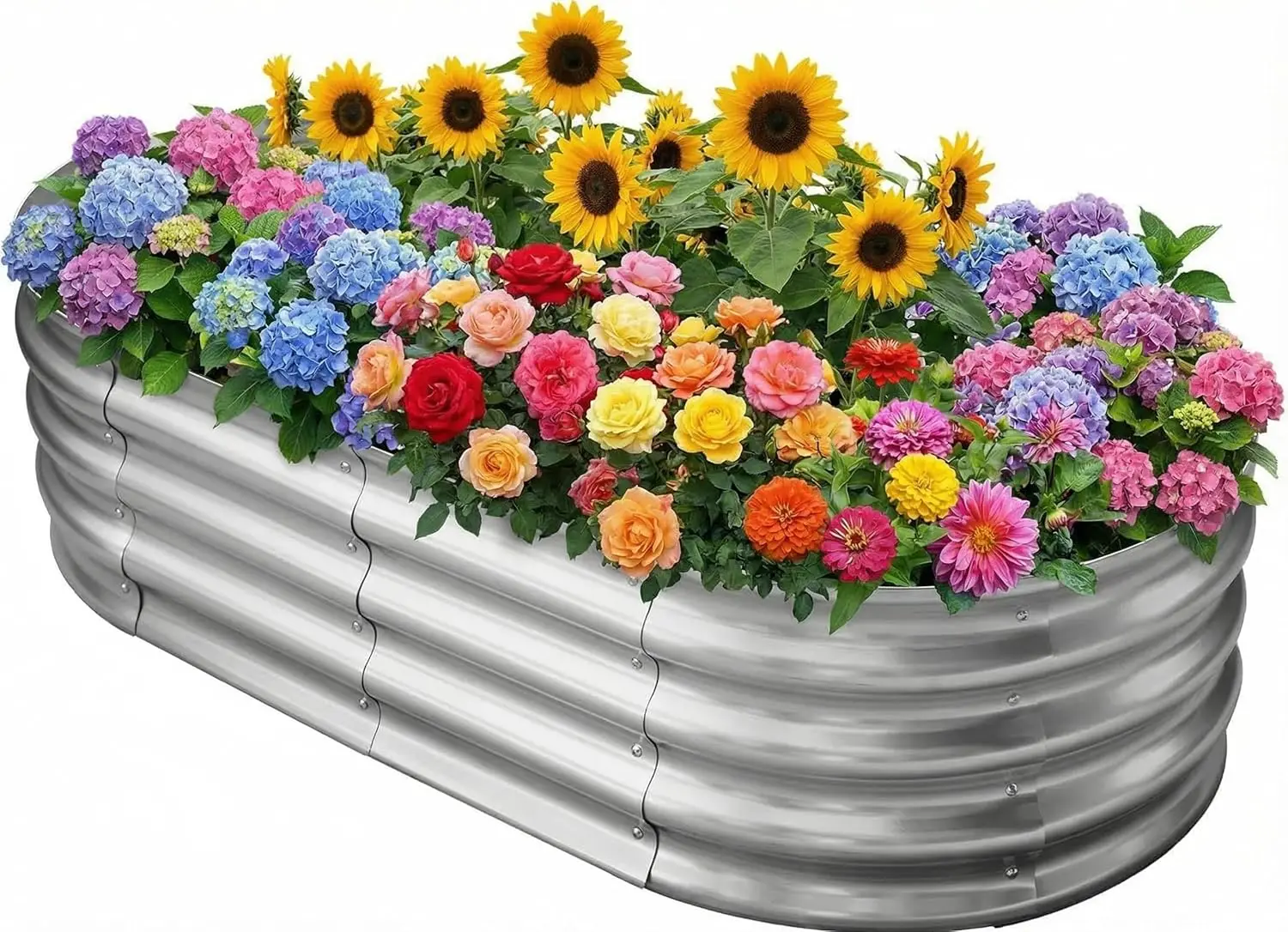 

Прочная металлическая овальная грядка-клумба 4x2x1 фут для выращивания овощей и цветов на открытом воздухе